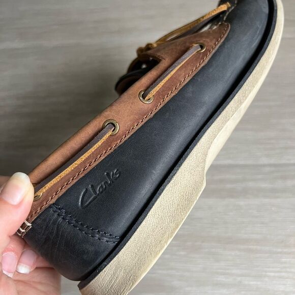 Clarks Port View Navy Combi Leather Men's Size 9 - Picture 6 of 8